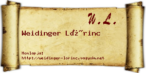 Weidinger Lőrinc névjegykártya